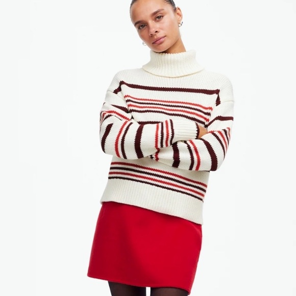 Madewell Ribbed Cotton Turtleneck Sweater in Stripe - Picture 4 of 6